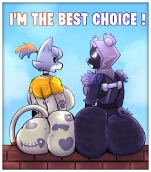 2girls anthro ass bear bubble_butt cate_meowdy cate_meowdy_(fortnite) english_text felid feline felis female fortnite fortnite:_battle_royale lewdabis mammal raven_team_leader raven_team_leader_(fortnite) thick_ass thick_thighs twitter_username