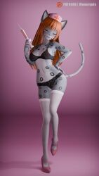 3d_(artwork) 4k 9:16 absurd_res anthro blush breasts clothed clothing digital_media_(artwork) felid female genitals hi_res injection mammal momo_(monarquis) monarquis nipples nurse pantherine panties panties_only pussy snow_leopard solo syringe topless translucent translucent_clothing underwear underwear_only vulva