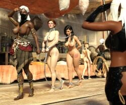 3d 6+girls auricill bondage clothed_female_nude_female completely_nude completely_nude_female dark-skinned_female dark_elf dark_elf_female dark_skin daz_studio female females_only nude nude_female original shackles slave slavegirl topless topless_female