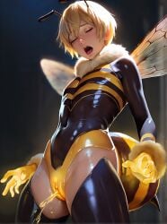 1boy abdomen ai_assisted ai_generated androgynous bee bee_wings cuntboy honey intersex male melk pussy squirting tagme