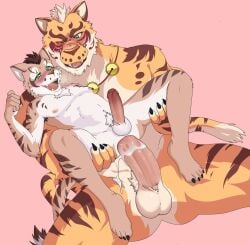 anal anal_sex anthro blush bodily_fluids cum cum_in_ass cum_inside duo erection felid feline genital_fluids ghastlydog hi_res jewelry leopard_cat lin_hu male male/male mammal necklace nekojishi nude pantherine penetration prionailurus shu-chi studio_klondike tiger