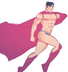 clark_kent dc dc_comics justice_league male male_only solo_male superman superman_(clark_kent) superman_(series) thong underwear vibaddiee