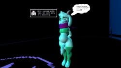 16:9 1boy anthro balls blush bovid caprine deltarune dialogue_box english_text eyewear foreskin genitals glasses goat hi_res male male_anthro male_only mammal offscreen_character penis ralsei ralsei_with_white_fur solo stomach_bulge text uncircumcised undertale undertale_(series) white_body widescreen