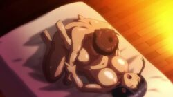 1boy 1girls age_difference animated bad_tag blue_hair boku_ni_sexfriend_ga_dekita_riyuu breasts bunnywalker completely_nude condom female hentai_series huge_breasts inverted_nipples large_areolae large_breasts looking_at_viewer mature_female missionary nipples nude purple_eyes rinmuro_hitomi sex sound subtitled t-rex_(animation_studio) tagme undressing video