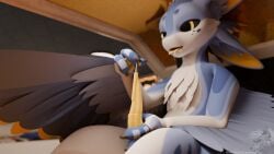 3d_(artwork) absurd_res anthro avali blender_(artwork) blender_eevee_(artwork) blue_body blue_feathers digital_media_(artwork) feathers genitals hi_res holding_penis inside kinktober kinktober_2025 male nude object_in_urethra pawpads penetration penis science_fiction solo somesnowleopard sounding_rod tapering_penis tongue tongue_out urethral urethral_bulge urethral_penetration white_body white_feathers yellow_body yellow_eyes yellow_feathers yellow_pawpads yellow_penis yellow_tongue