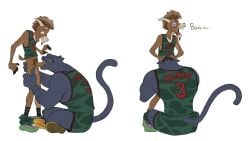 1boy 1girls 2026 absurd_res age_difference amugea animal_noises anthro anthro_on_anthro anthro_penetrated anthro_penetrating anthro_penetrating_anthro athletic_wear balls basketball_uniform black_clothing black_eyebrows black_footwear black_hooves black_socks black_text bleating blush bodily_fluids bottomwear bottomwear_down bovid brown_balls brown_body brown_ears brown_eyes brown_facial_hair brown_fur brown_glans brown_goatee brown_hair brown_penis brown_pubes brown_tail caprine clothed clothing crossed_legs duo english_text erection eye_contact eyebrows eyelashes facial_hair felid fellatio female floppy_ears footwear fur genitals glans goat goat_(movie) goatee green_bottomwear green_clothing green_eyes green_footwear green_shirt green_shoes green_shorts green_topwear grey_body grey_fur grey_spots grey_tail gym_bottomwear gym_shorts hair hand_on_head hi_res hoof_hands hooves horizontal_pupils horn humanoid_genitalia humanoid_penis interspecies jett_fillmore larger_female larger_penetrated leopard looking_at_another looking_down looking_down_at_partner looking_pleasured looking_up_at_partner male male_anthro male_penetrating male_penetrating_female mammal markings melanistic multicolored_clothing multicolored_footwear multicolored_shoes muscular muscular_anthro muscular_female older_female older_female_and_younger_male oral oral_penetration orange_clothing orange_footwear orange_shoes pantherine partially_clothed penetration penile penile_penetration penis penis_in_mouth pink_nose pink_tongue pubes pupils purple_clothing purple_footwear purple_shoes red_text sex sharp_teeth shirt shoes short_hair short_tail shorts shorts_around_ankles shorts_down simple_background sitting size_difference sleeveless_shirt smaller_male sneakers snout socks sportswear spots spotted_body spotted_fur standing sweat sweaty_face tail teeth text tongue tongue_out topwear two_tone_clothing two_tone_footwear two_tone_shoes uniform whiskers white_background white_horn white_whiskers will_harris will_harris_(goat_movie) yellow_clothing yellow_footwear yellow_sclera yellow_shoes younger_male