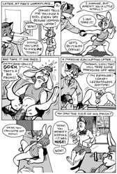 anthro black_and_white bottomless canine closed_eyes clothed clothing comic cum cum_in_pussy cum_inside english_text erection fox hair karno lagomorph mammal monochrome open_mouth penetration penis pussy rabbit speech_bubble teeth text thought_bubble vaginal_penetration vaginal_penetration