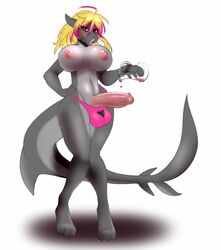 1futa anthro big_breasts bimbo bimbofication bottle breasts dickgirl f-ss fish furry futa_only futanari intersex marine penis potion shark solo