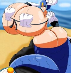 1girls ass beach big_ass big_breasts big_butt breasts bubble_ass bubble_butt butt capcom clam_shell darknut654 fat_ass female female_only huge_ass huge_breasts huge_butt massive_breasts mega_man mega_man_(classic) mermaid robot_master shell_bikini solo solo_female splash_woman