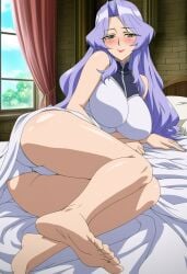 ai_generated pinup 1girls big_ass big_breasts blush bracelet breasts breasts_bigger_than_head busty clothes_lift clothing dress dress_lift dress_lifted_by_self embarrassed erect_nipples erect_nipples_under_clothes female female_focus female_only female_pubic_hair freya_(ikusa_otome_valkyrie) goddess green_eyes high_collar high_resolution huge_ass huge_breasts ikusa_otome_valkyrie inviting_to_sex lifted_by_self long_dress long_hair looking_at_viewer mature mature_female milf nipple_bulge nipples panties pointless_censoring presenting presenting_pussy pussy sagging_breasts shy sleeveless solo undressing very_long_hair voluptuous voluptuous_female purple_hair indoors palace castle royalty viewed_from_behind long_toes feet soles big_feet white_skin thighs thick_thighs smile lying_on_bed bedroom lying_on_side