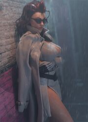 capcom crimson_viper rain standing street_fighter street_fighter_6 sunglasses tinted_eyewear wet zandrinya