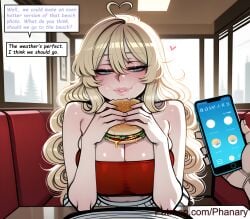 khalys_(phanary) phanary patreon patreon_username patreon_link absurdres aesthetic ai_generated anime anime_style blurred_background comic comic_page comic_panel comic_strip cover_page dialogue digital_art digital_painting english high_quality highres line_art long_comic manga_style multiple_panels soft_shading speech_bubble 1girls 1girl 1female solo_focus big_breasts huge_breasts large_breasts big_ass large_ass bubble_butt bubble_ass thick curvy curvy_figure curvy_female curvy_body curvy_hips curvy_thighs sexy sexy_pose sexy_body sexy_female beautiful beautiful_girl beautiful_female cute cute_face slut bitch 2026 blush blushing blush_lines blushing_female text text_bubble text_box text_focus english_text english_dialogue long_hair breasts looking_at_viewer smile blue_eyes skirt blonde_hair 1boy holding hair_between_eyes cleavage bare_shoulders sitting ahoge heart food indoors midriff lips strapless window pov phone half-closed_eyes eating white_skirt holding_food cellphone 1other couch smartphone holding_phone bandeau pov_hands tube_top burger heart_ahoge biting_own_lip restaurant text_messaging