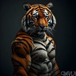 ai_generated animated anthro balls feline furry male mammal oxandi realistic sheath short_playtime simple_background tagme tiger video wet