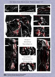 absurd_res animate_inanimate anthro bdsm black_and_white blood bodily_fluids bondage bound comic duo english_text genitals gore hi_res high_contrast horror_(theme) living_plushie male mammal monochrome mouse murid murine nude obrien_(artist) penis plushie rodent suspense text tobias_(obrien)