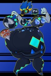 mrmadmoai_(artist) bloons_tower_defense bloons_td_6 ninja_kiwi diamondback_the_village_devourer back_view ass big_ass large_ass detached_head mask floating_tail jet jets fangs fangs_out looking_at_viewer looking_back snake snake_girl anthro 1girls massive_ass bubble_butt pinup pinup_pose posing thick_thighs wide_hips small_breasts diamond crystal tail floating_head floating_limbs floating_torso spikes spikes_(anatomy) blue_body blue_skin ass_tattoo tattoo_on_ass segmented_body claws alternate_version_at_source 4_eyes solo first_porn_of_character