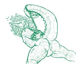 anus arms_behind_back balls bondage bound crocodile crocodilian hair long_hair lotusaur male malesub presenting reptile rope scalie solo tail_bondage tick_tock