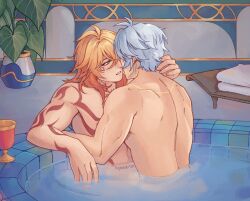 2boys bath bathhouse gay honkai:_star_rail male male_focus male_only mydei_(honkai:_star_rail) naked phaidei_(honkai:_star_rail) phainon_(honkai:_star_rail) softcore yaoi