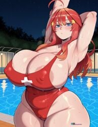 ai_generated angel_yukkis go-toubun_no_hanayome nakano_itsuki pool night bathing_suit 1girl pussy nipples big_tits big_breasts big_ass ass tits breasts oppai sexy_pose sexy_female curvy_figure