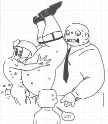 3boys bald bald_male bara big_hands clothed cock_on_face cock_on_head creature dedan doodle elsen_(off) enoch_(off) fat fat_ass fat_male fat_man garter_straps gay giant giant_male human laying_down legs_up male_only monster monster_boy monster_sex muscular muscular_male nervous no_pants off_(game) overweight overweight_male precum sex shoes shoes_on sketch small_dom_big_sub sock_garters socks sweat sweating sweaty tie tornicock walked_in_on watched watching watching_sex yaoi yaoi_with_male_audience