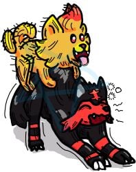 ambiguous_consent ambiguous_gender ambiguous_penetration ambiguous_sex black_fur black_line_art black_tail blush blush_lines bodily_fluids bored_sex canid canine doggy_style drooling duo felid feline feral fire_pokemon from_behind_position fur generation_10_pokemon generation_7_pokemon implied_sex litten mammal multicolored_fur nintendo nyabby orange_fur pokemon pokemon_(species) pokemon_sm pokemon_ww pombon pomken red_fur saliva sex transparent_background uncaring uncaring_expression yawn yawning