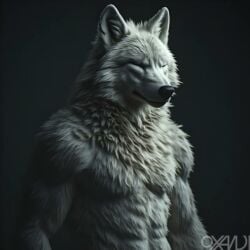ai_generated animated anthro balls canine furry male mammal oxandi realistic sheath short_playtime simple_background tagme video wet wolf