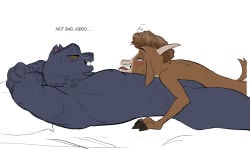 2026 abs after_sex age_difference amugea anthro anthro_on_anthro biceps black_eyebrows black_hooves black_text blush blush_lines bodily_fluids bovid breasts brown_body brown_ears brown_eyes brown_fur brown_hair brown_tail caprine claws dialogue duo english_text eye_roll eyebrows felid female female_anthro finger_claws fingers floppy_ears fur goat goat_(movie) green_eyes grey_body grey_ears grey_fur grey_nipples grey_spots hair half-closed_eyes hands_behind_head hi_res hoof_hands hooves horn interspecies jett_fillmore leopard looking_at_another looking_at_partner lying lying_on_partner male male/female male_anthro mammal markings medium_breasts melanistic multicolored_body multicolored_fur muscular muscular_anthro muscular_female narrowed_eyes nipples nude nude_anthro nude_female older_female older_female_and_younger_male on_back on_front open_mouth pantherine pillow pink_nose pink_tongue purple_inner_ear sharp_teeth short_hair side_view snout spots spotted_body spotted_fur sweat sweaty_face tail talking_to_another talking_to_partner tan_body tan_fur tan_horn teeth text tongue tongue_out two_tone_body two_tone_fur whiskers white_whiskers will_harris yellow_sclera younger_male