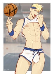 1boy basketball_player basketball_uniform gasaiv gay genderbend genderbent genderswap genderswap_(ftm) humanization humanized lola_bunny lola_bunny_(human) muscular muscular_male rule_63 yaoi