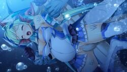 1boy 1girl air_bubble aqua_hair black_gloves blue_skin blush boots breasts bubble censored chest_jewel closed_eyes colored_skin exs-tia_aqua fins fish_boy fish_girl game_cg gloves green_hair head_fins hetero inflation interspecies kamitsurugi_ouka kouyoku_senki_exs-tia_concert kunijima_chiaki large_breasts large_variant_set long_hair magical_girl monster monster_boy monster_girl monsterification mosaic_censoring nipple_slip nipples non-web_source official_art open_mouth penis pregnant pussy rape self-datamine sex skirt solo_focus submerged tattoo thigh_boots thighhighs tongue tongue_out torn_clothes underwater vaginal variant_set very_long_hair