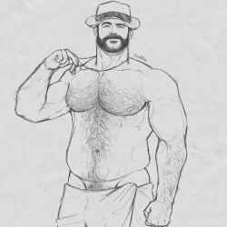 bara beard biceps bulge call_of_duty captain_price daddy dilf febrzz7 flexing hairy_chest hairy_male happy_trail john_price large_pectorals looking looking_at_viewer male male_only muscular muscular_male pecs peek pubic_hair towel towel_only towel_slip