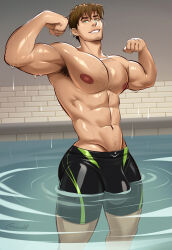 gasaiv gay human human_male male male_focus male_only muscular muscular_male pool