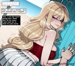 phanary patreon patreon_username patreon_link absurdres aesthetic ai_generated anime anime_style blurred_background comic comic_page comic_panel comic_strip cover_page dialogue digital_art digital_painting english high_quality highres line_art long_comic manga_style multiple_panels soft_shading speech_bubble 1girls 1girl 1female solo_focus big_breasts huge_breasts large_breasts big_ass large_ass bubble_butt bubble_ass thick curvy curvy_figure curvy_female curvy_body curvy_hips curvy_thighs sexy sexy_pose sexy_body sexy_female beautiful beautiful_girl beautiful_female cute cute_face slut bitch 2026 blush khalys_(phanary) blushing blush_lines blushing_female text text_bubble text_box text_focus english_text english_dialogue long_hair breasts looking_at_viewer smile blue_eyes skirt blonde_hair 1boy hair_between_eyes bare_shoulders ahoge ass heart outdoors pleated_skirt looking_back from_behind strapless pov ocean beach white_skirt bandeau pov_hands tube_top against_wall heart_ahoge