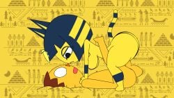 animated ankha cartoony catgirl dominant_female femdom ffsiwli_(artist) gif human minus8 minus8_(character) no_sound straight villager_(animal_crossing)