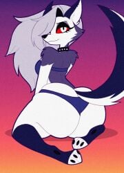 helluva_boss loona_(helluva_boss) hellaverse hellhound 1girl bikini big_ass wide_hips ass tagme big_butt huge_ass butt sexy looking_back looking_at_viewer bedroom_eyes thick_thighs thick_hips curvy_hips tonyneely kinggargantuas vivziepop vivienne_medrano spindlehorse_toons white hair huge_butt butt_focus canid_demon canid anthro_female