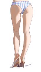 1girl absurdres ass commentary_request cum_in_footwear from_behind high_heels highres leg_focus lower_body original panties skindentation solo standing thigh_gap thighs underwear white_panties xiaoxi0619