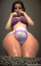 asian futanari underwear bra abs highres 3d 3d_(artwork) 3d_model 3d_render shiny_skin 1futa dickgirl bulge bulge_through_clothing big_bulge panties_aside sfw thick_thighs muscular muscular_futa light_skin long_hair black_hair smiling_at_viewer looking_at_viewer garycamehome belly_button asian_futa japanese shadow pose posing posing_for_the_viewer bulge_in_panties bulge_under_clothes futa_focus original original_character original_artwork