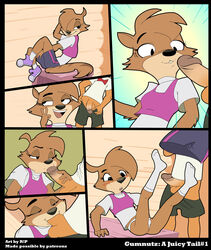 2015 anthro balls blush bow_tie brother brother_and_sister comic english_text fellatio female flaccid gumnutz:_a_juicy_tale half-closed_eyes incest male mammal marsupial numbat open_mouth oral page_1 penis r!p sex shoes sibling sister thighhighs tongue uncut