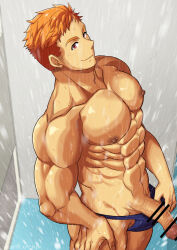 1boy 2022 abs beefy biceps big_glans big_penis censor_bar censored censored_penis collarbone completely_nude dated eight_pack erect_nipples erection foreskin foreskin_folds gay hand_on_leg hi_res high-angle_view looking_at_viewer male male_only manly mature_male muscles muscular muscular_arms muscular_male muscular_neck muscular_thighs navel no_body_hair nude orange_hair original original_character pecs penis pointless_censoring red_eyes red_glans retracted_foreskin robronx35498_(pixivid=35498) short_hair shower_room showering six_pack smile solo standing swim_briefs swimsuit thick_penis topless uncircumcised uncut underwear_down veiny_penis water wet wet_body yaoi
