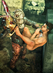 2boys 3d anal barefoot blood bloow chainsaw cum dirty forced_yaoi gay gay_anal gay_sex killystein large_penis lifting male_only monster multiple_boys nude outdoors piers_nivans rape resident_evil restrained sex source_filmmaker tyranted weapon yaoi zombie