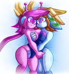 anthro aquatic_dragon breasts dragon duo female freedom_planet freedom_planet_2 hair horn hypnosis mammal milla_basset mind_control mutual_masturbation nipples pstash purple_hair sash_lilac simple_background video_games vincios