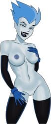 1girls bare_shoulders belly black_gloves black_legwear black_stockings black_thighhighs blue_eyes blue_gloves blue_hair blue_skin breasts dc dc_comics dcau elbow_gloves female female_only gloves hips large_breasts legs legwear livewire navel nipples pussy short_hair solo standing stockings sunsetriders7 superman:_the_animated_series superman_(series) supervillain thighhighs thighs topless vagina villain