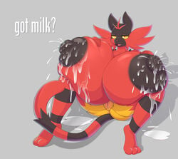 10s 1girls 2019 3_toes anthro anus areolae ass big_areola big_breasts big_ears big_nipples black_fur breasts english_text feet female female_incineroar female_only furry gigantic_breasts grey_background half-closed_eyes hands_on_breasts huge_breasts hyper hyper_breasts hyper_nipples incineroar lactation large_areolae large_ass long_tail looking_at_viewer lysergide milk nintendo nipples nude open_mouth original_character paws pokemon pokemon_(species) pokemon_sm puffy_nipples pussy red_eyes red_fur shadow simple_background sitting smile solo spread_legs stripes tail text thick_thighs tits_(lysergide) tongue video_games wide_hips yellow_fur yellow_sclera