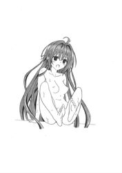 breasts female kurosaki_mea long_hair mea monochrome nipples nude open_mouth solo tagme to_love-ru to_love-ru_darkness