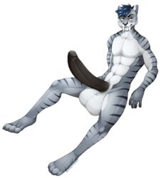 anthro balls big_balls erection feline huge_balls hyper hyper_balls hyper_penis looking_at_viewer male male_only mammal nude penis smile solo spazzyhusky uncut