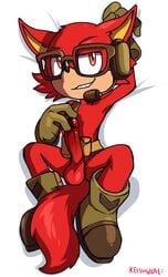 balls canine clothing custom_character_(sonic_forces) erection eyewear gadget_the_wolf glasses keishinkae male male_only mammal nude penis solo sonic_(series) sonic_forces wolf