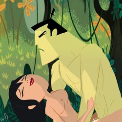 1girls 1male ashi_(samurai_jack) breasts canon_couple closed_eyes cum cum_in_pussy cum_inside daughters_of_aku eyeshadow female female_penetrated happy_female heroine holding horny_female hugging lipstick male male_penetrating male_penetrating_female nipple penis pussy samurai_jack samurai_jack_(character) smiling villainess