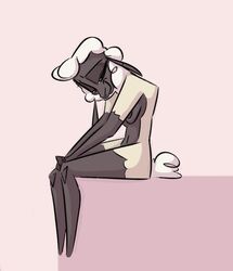 anthro caprine female fluttershythekind jewene_the_ewe looking_at_viewer mammal nude pinup pose sheep sitting