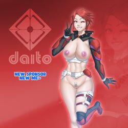 1girls armor barely_clothed boobs_out breasts breasts bunny_tattoo destiny_(game) destiny_2 exposed_breasts exposed_nipples exposed_pussy female female female_focus female_only inkling_ghaul leg_strap nipples peace_sign pose posing posing_for_picture posing_for_the_viewer red_hair share_ultum smiling smiling_at_viewer solo solo_female tagme text tits_out v_sign white_eyes wink winking winking_at_viewer womb_tattoo