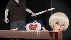 beheading blood death decapitation female_death gore guro huge_breasts large_breasts short_hair snuff tomboy white_hair