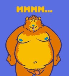 anthro barakatalogue bear bear_(bitbbh) bear_in_the_big_blue_house belly blue_nipples disney fupa fur hi_res male male_only mammal moobs navel nipples nude orange_body orange_fur overweight pubes solo