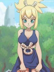 1girls :3 alternate_version_available animated blonde_hair blue_eyes breasts cleavage color colored dr.stone dress dress_lift edit female kohaku_(dr.stone) no_panties no_sound outdoors pussy sfxsouna shorter_than_10_seconds shorter_than_30_seconds solo sound sound_edit sound_effects tagme twistedgrim uncensored video voice voice_acted